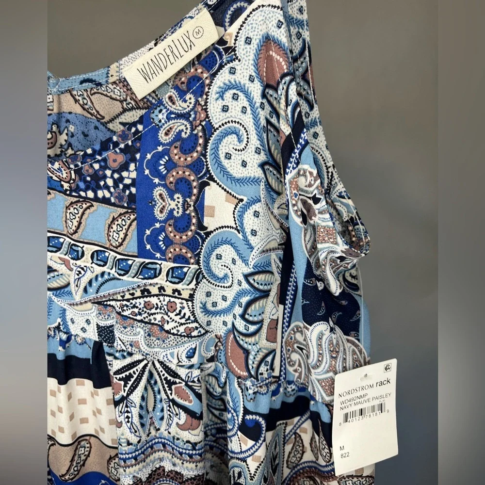 Wanderlux Blue Paisley Women's Boho Breezy Sundress Women’s Size M - Picture 3 of 3